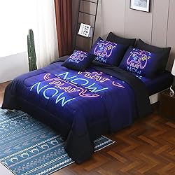 JQinHome Full Gamer Comforter Set 8 Piece Bed in A
