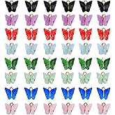 YUNXI 48 Pieces Acrylic Butterfly Pendant Charms - Colorful Shape for Earrings, Bracelets, Necklace DIY Jewelry Making