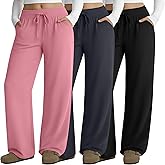 Neer 3 Pack Women's Plus Size Lounge Pants, Wide Leg Yoga Pants Baggy Drawstring Sweatpants with Pockets Casual Loose Jogger
