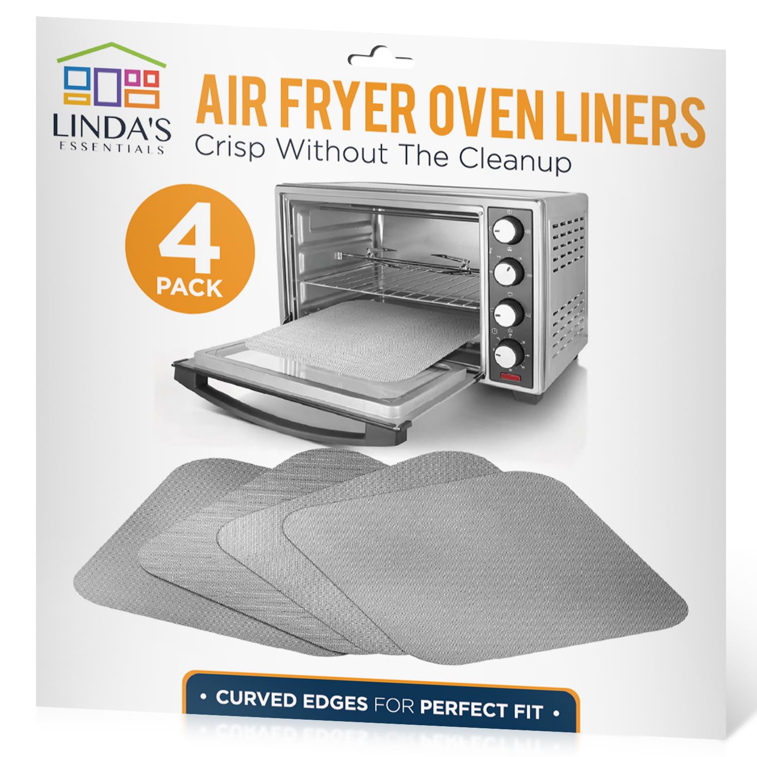 Photo 1 of Toaster Oven Liners for Bottom of Oven (4 Pack) Reusable Non-Stick Heat Resistant Toaster Liners, Compatible with Ninja, Cuisinart, Emeril Lagasse & More, Toaster Mat, 12"x12" (Silver)