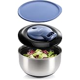 VALLEYHIKE Stainless Steel Salad Spinner, 5.3QT/5L with Fresh-Keeping Lid | Sturdy Non-Slip Fruit Vegetable Washer, Space&amp;Time Saver, Easy to Use, Clean&amp;Store, Salad Meal Prep, BPA Free&amp;Dishwasher Safe