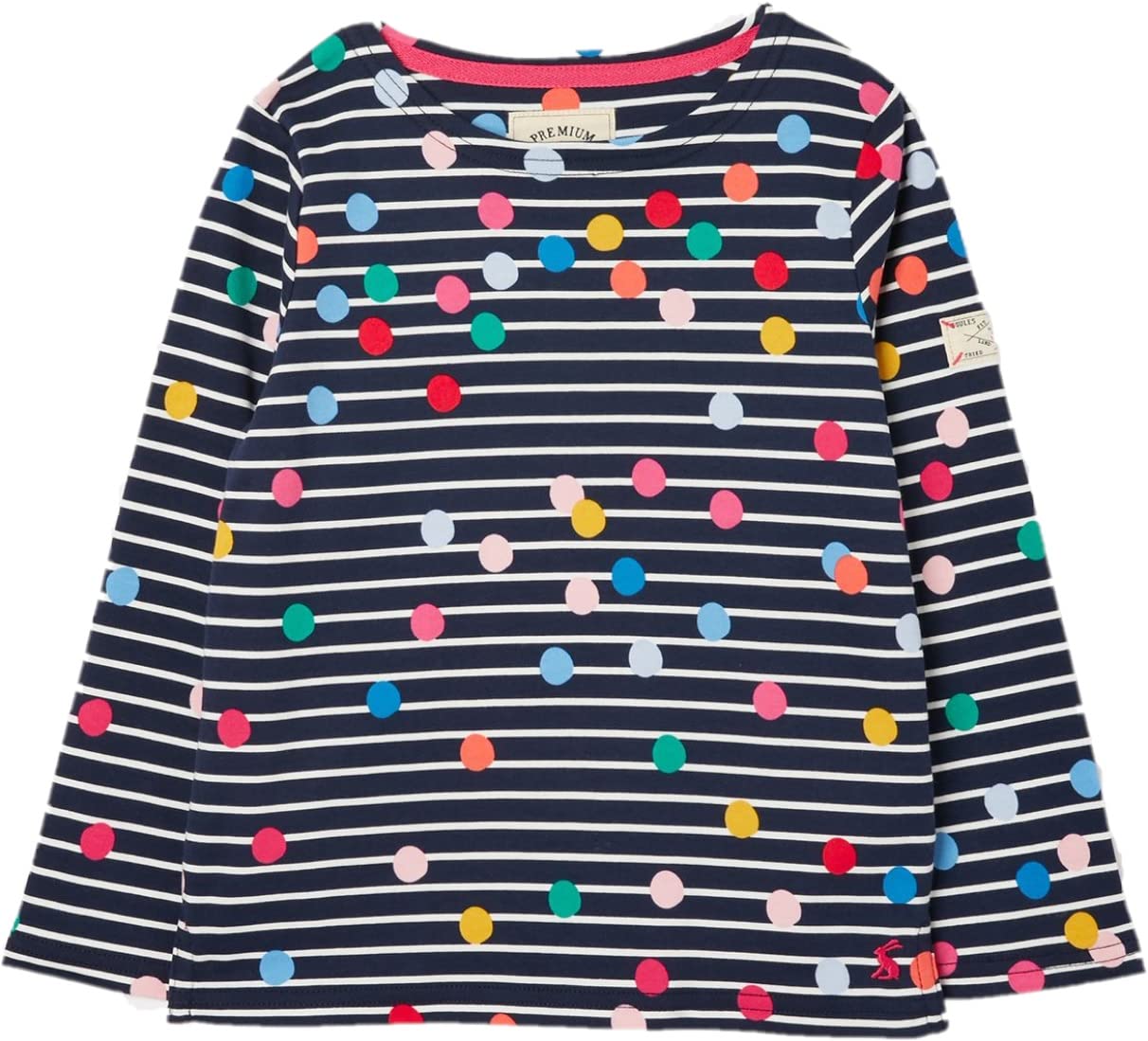 Joules Girl's Harbour T Shirt, Spot Stripe, 3 Years UK