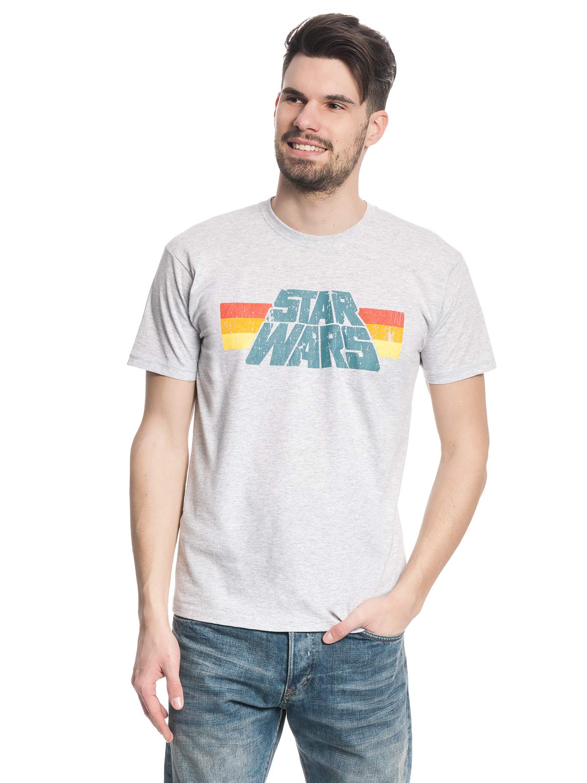Star Wars Vintage 77 Men's T-Shirt Grey Mottled Disney, Fan Merch, Films, Grey Mixed, L
