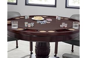 Steve Silver Company Tournament Folding Game Top, 50" Table Top, Traditional Style, Poker, Cards, Blackjack, Game Night Table, Drink and Chip Holders, (Top Only) 50.75" W x 50.75" W x 1.5" H, Brown