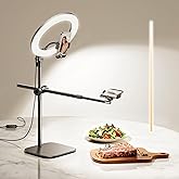 Overhead Phone Mount, Overhead Camera Mount Stand [Anti-Shaking] with 10.5" Ring Light, Desk Stand for iPhone with Ring Light