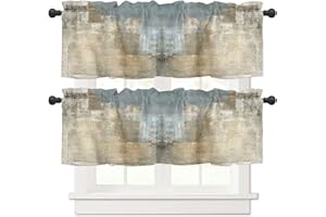 DEBRALEYE 2 Pack Retro Beige Window Valances, Abstract Art Valances for Windows Treatment Decor, Farmhouse Rod Pocket Privacy Decorative Curtain Valance for Bathroom Bedroom Living Room, 54 X 18 in, 2 Panel