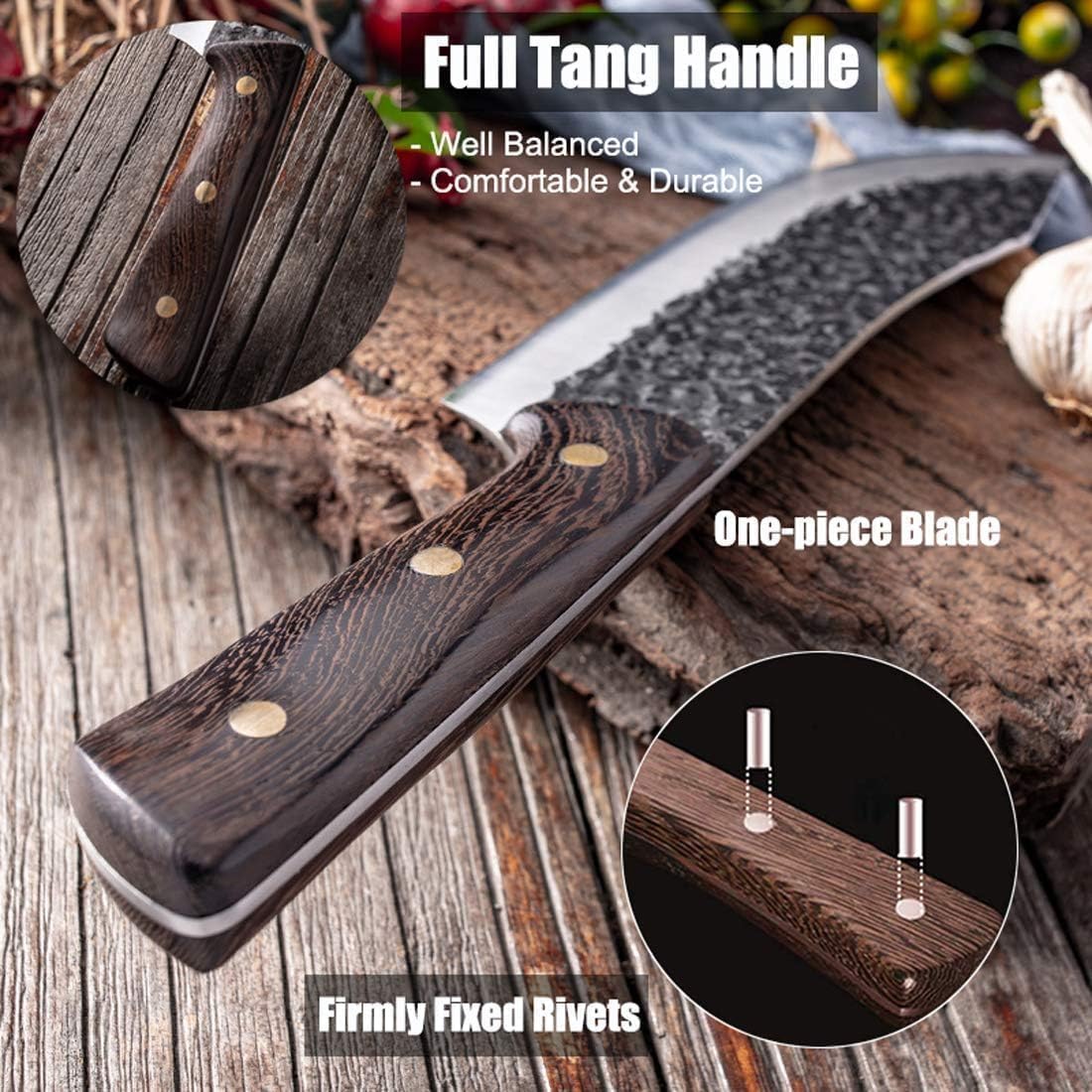 JASON 30cm Profi Fleischmesser Scharfes Küchenmesser Kochmesser Grillmesser Hackmesser für das Grillen Camping Outdoor-Aktivitäten 6