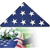 Mindsoft 5 x 9.5 ft Folded Memorial American Flag USA Burial Embroidered Stars Sewn Stripes Memorial Flags for Graves Casket Veteran Military Display Case, 4 Rows of Lock Stitching
