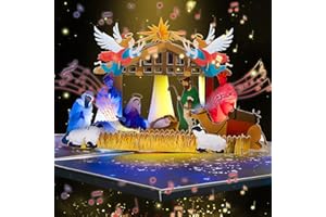 CNLITIHEKA Carte de Noël musicale avec lumière, nuit sainte, cartes de Noël pop-up 3D avec lumières et musique, pour homme et