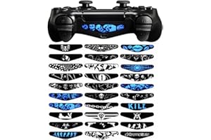 eXtremeRate 30 Pcs/Set Individualized Designs Custom Controller Skin for PS4, Reuseable Vinyl Lighttight Led Light Bar Decals
