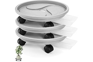 Nagpew 3 Pack Plant Caddy with Wheels, 12 Inch Heavy Duty Planter Pallet with Drainage Tray, Round Planter Pot Stand Dolly Casters Rolling Mover for Indoor Outdoor, Garden, Balcony