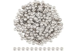 DICOSMETIC 1000Pcs Filigree Flower Bead Caps Stainless Steel Hollow Flower Bead End Cap 7mm Spacer Beads Caps for DIY Craft Jewelry Making, Hole: 1mm