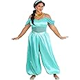 Disney Aladdin Plus Size Jasmine Costume for Women - Arabian Princess Bodysuit, Pants, Headband & Necklace