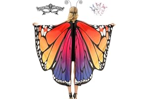 TONAK Butterfly Cape Costume Adult, Halloween Butterfly Wings Costume Women Colorful Festival Butterfl Wings Shawl Cape