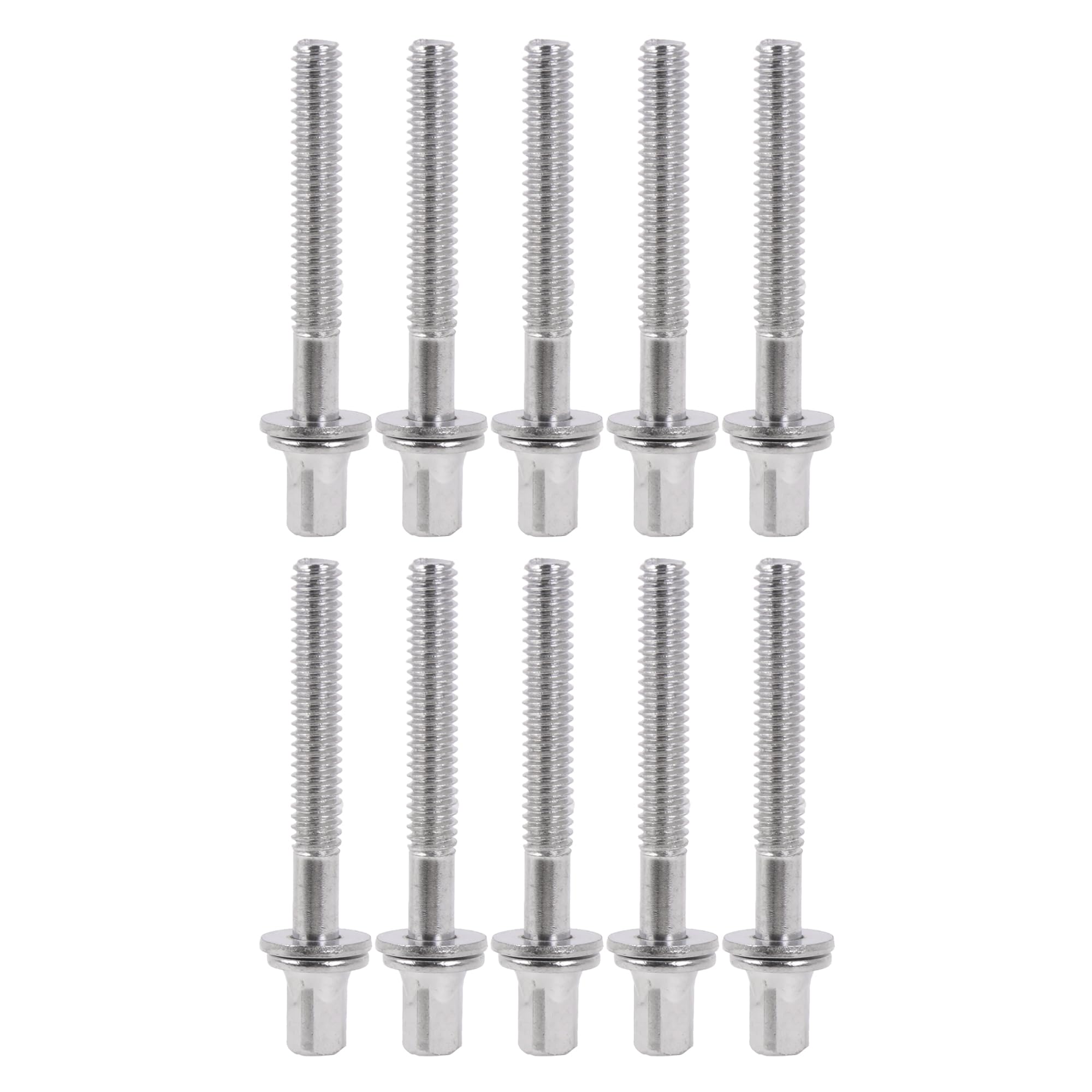 Yibuy 10 Pieces Drum Percussion Tension Rods Screw with Gaskets Silver 40x5mm(LxDia)