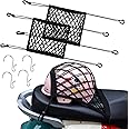 2PCS Motorcycle Bungee Cargo Net 10.3"X15.4" High Elastic Double Layer Thicken Helmet Net Luggage Rack with Adjustable Hooks 