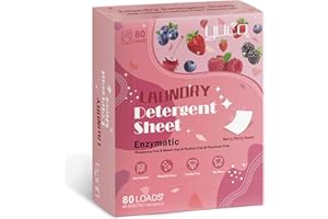 YUCO Laundry Detergent Sheets Berry Scent 80 Loads Eco Laundry Soap Washer Sheet, Liquidless Washing Detergent Sheets for Laundry for Travel, Plastic Free, Hypoallergenic