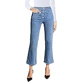 SESERAGI Womens Lightweight Capri Pants Elastic Waist High Waisted Flare Stretchy Summer Cropped Denim Jeans with Pockets