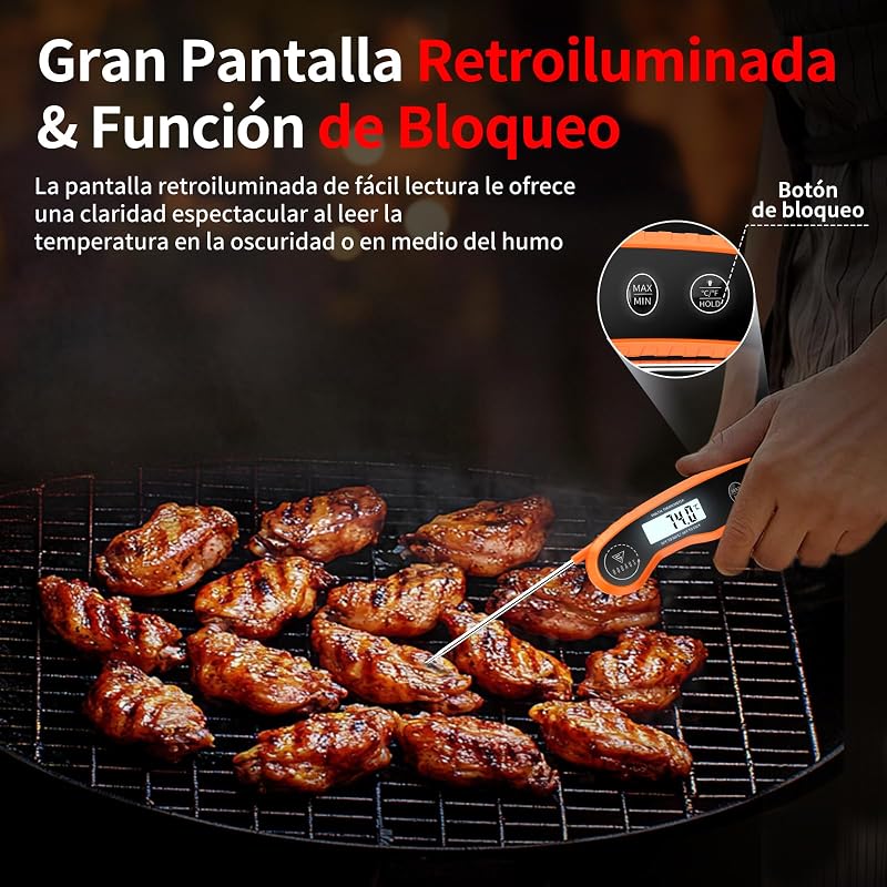 Termómetro Cocina mit pantalla retroiluminada (Naranja) — foto 3 de 8