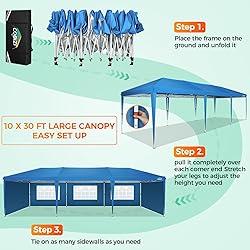 COBIZI 10x30 Pop Up Canopy Tent with Removable