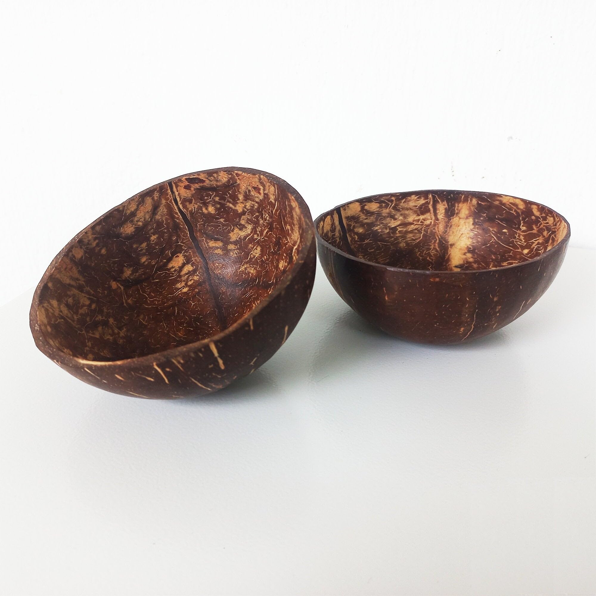 Eco Leaf Set of 10 Polished Coconut Shell Bowl Set Bowl 200ml, Natural Wooden Serving Bowls for Salad, Fruit, Pasta, Snacks,Eco-Friendly Biodegradable Bamboo Dessert, Soup Bowl Gift
