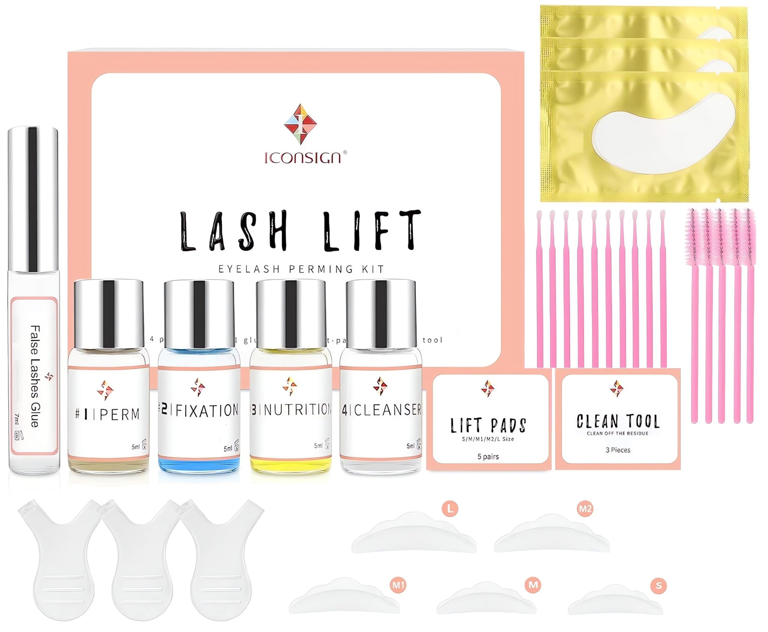 Photo 1 of Lash Lift Kit Eyelash, Perming Full Lash Kit All in 1, Professional Eyelash Curling Lash Extension Set, Upgraded Glue Version, Semi-Permanent Lash Lifting Tools Suitable for Salon ICONSIGN