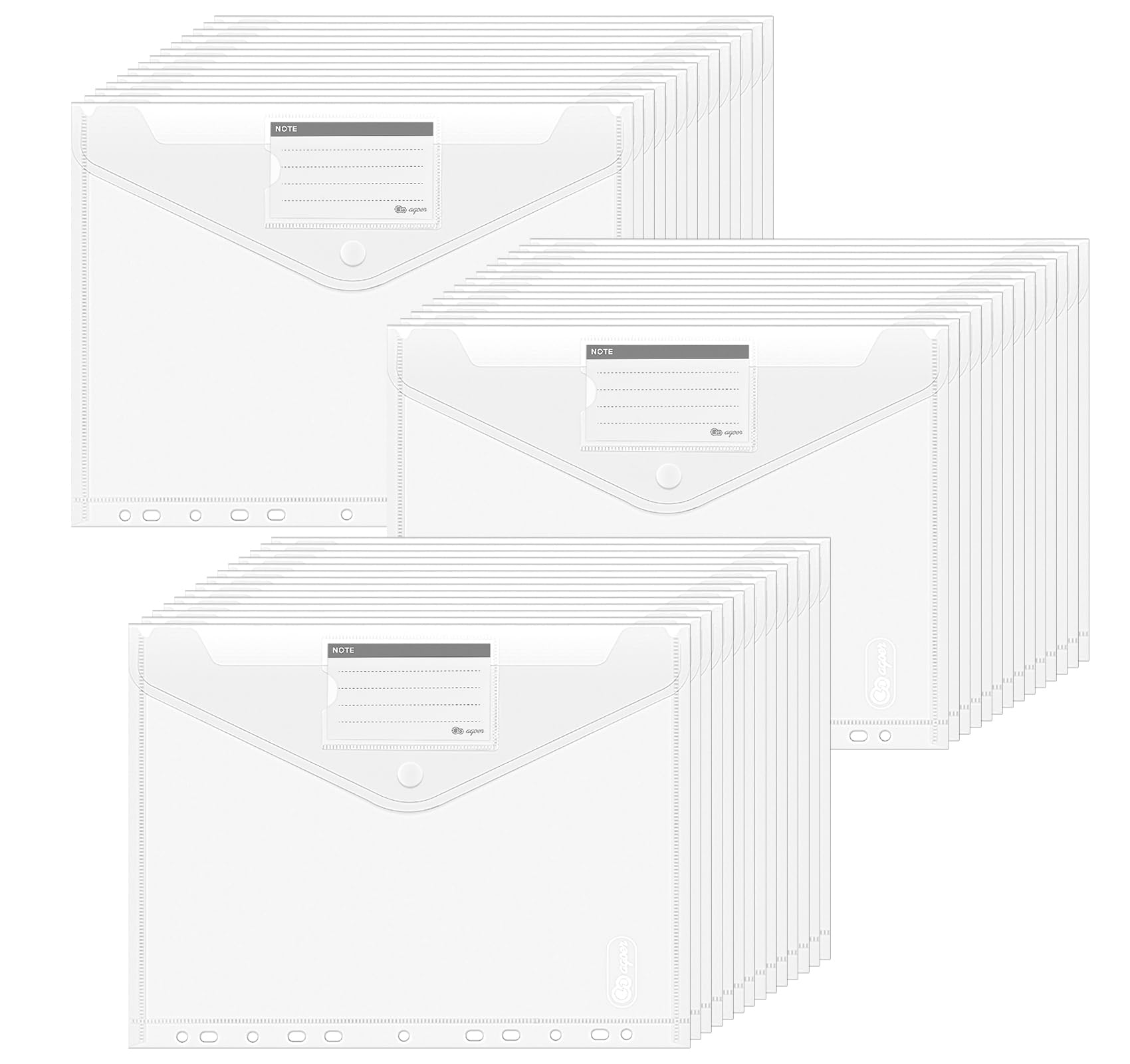 Agoer Plastic Wallets A4 Punched Pockets,42 Larger Polly Pocket,A4+ Folders Document 11 Hole with Snap Button,More Space Plastic Popper Wallets for Office,Home,School,Travel,Stationary Supplies