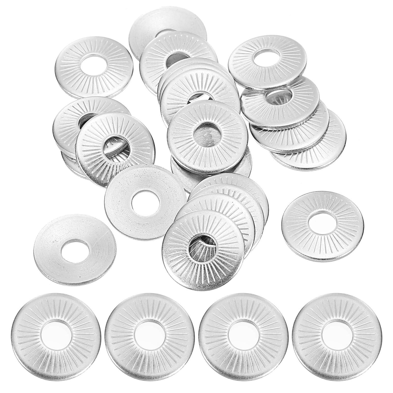 PATIKIL 304 Stainless Steel Flat Washers, 100 Pack M5x16mm Belleville Spring Disc Washer Conical Knurled Metric Gasket for Automotive Industrial Construction