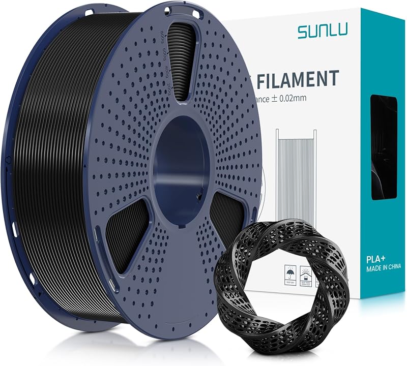 SUNLU PLA Plus Filament 1.75mm Black Toughness 1KG Spool Dimensional Accuracy