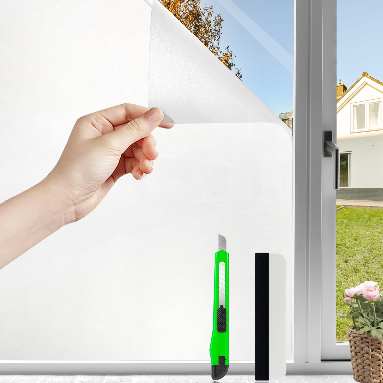 Antrect Privacy Frosted Window Film 60X400Cm White Reflective Anti UV Tint for Windows, Opaque Glass, Home — image 1