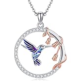 YAFEINI Hummingbird Necklace 925 Sterling Silver Hummingbird Pendant Necklace Animal Jewelry for Women