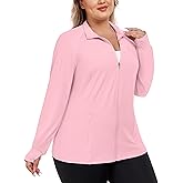 FOREYOND Womens Plus Size UPF 50+ Sun Protection Jacket Lightweight Zip Up Hoodie Cooling Long Sleeve Sun Shirts Workout