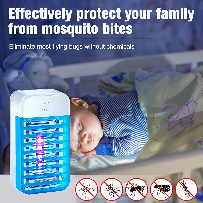 Lâmpada para mosquitos, 4 unidades, repelente elétrico de mosquitos, armadilha UV para insetos, armadilha para mosquitos de interior, para quarto, escritório, cozinheira para moscas, mosquito, traça