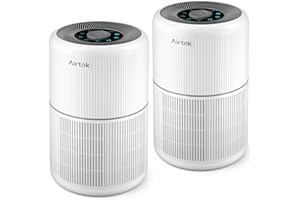 AIRTOK 2 Pack Air Purifier for Home Bedroom with H13 True HEPA Filter for Smoke, Smokers, Dust, Odors, Pollen, Pet Dander | Quiet 99.9% Removal to 0.1 Microns | White Available for California