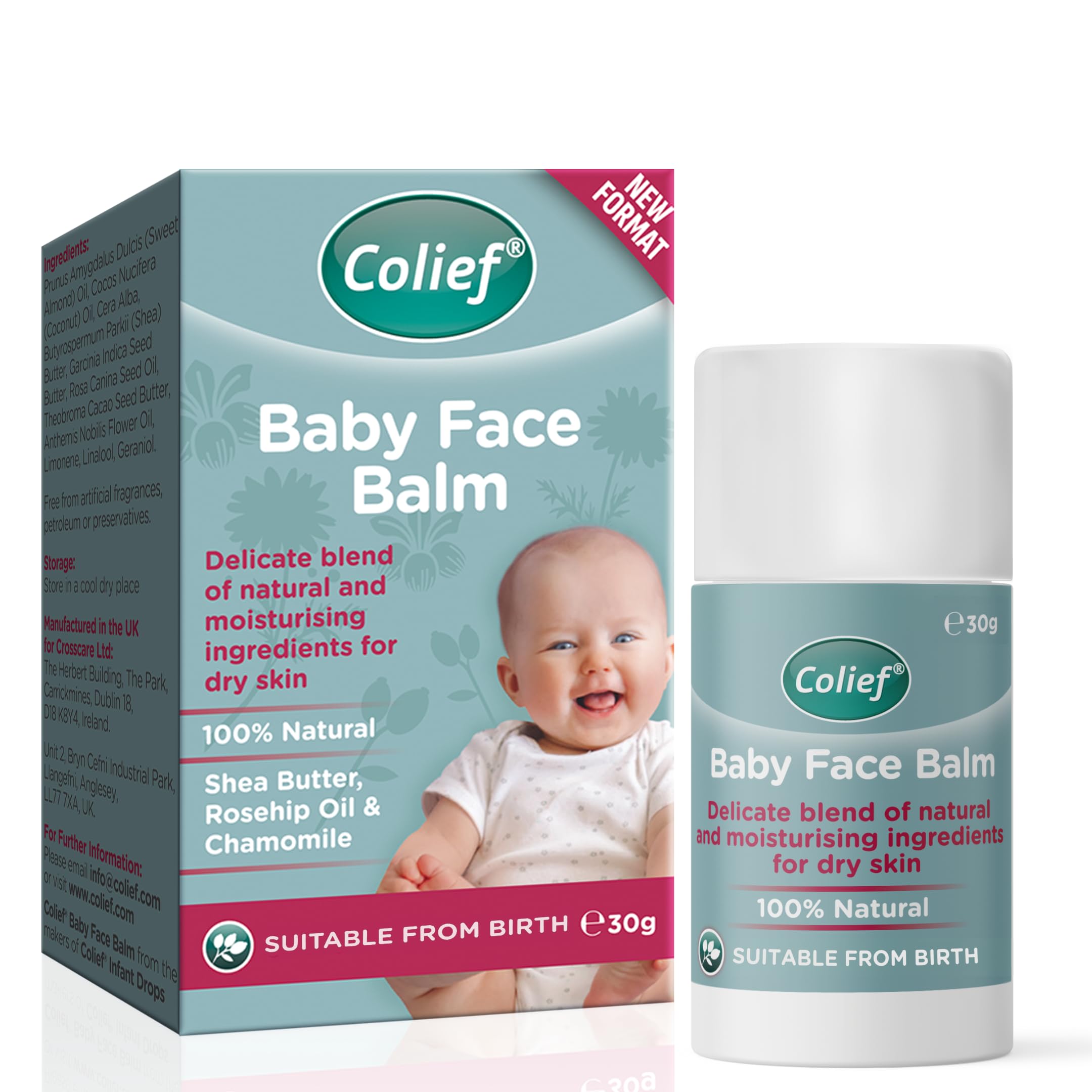 Colief Baby Face Balm Stick | 100% Natural Shea Butter, Rosehip Oil, and Chamomile Coconut Oil | Gently Moisturise Baby's Dry & Sensitive Skin | for Babies from Birth