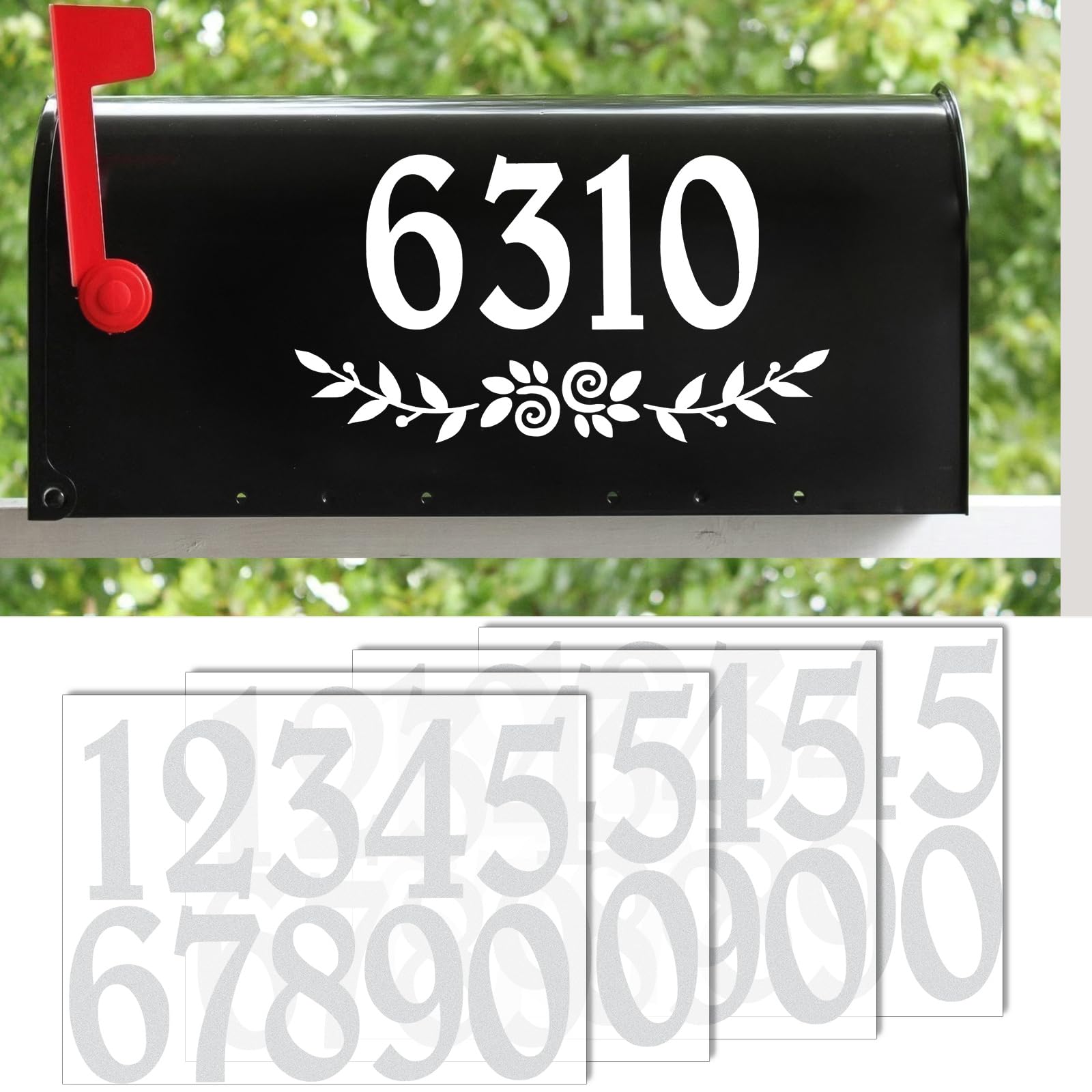 4 Inch Reflective White Mailbox Numbers Stickers, 4