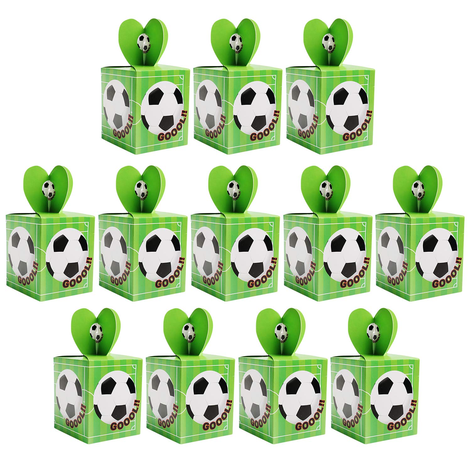 Qemsele Kids Party Boxes 12pcs, Kids Party Bags for Birthday Favors Give Aways Supplies Gift Lunch Meal Treat Box Goodie for Boys Girls Toddlers Wedding Festival(Football)