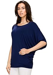 LL WT1073 Womens Scoop Neck Half Sleeve Batwing