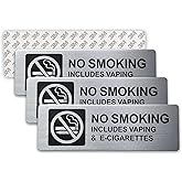 No Smoking Signs, 4 Pack No Vaping Sign - 9 X 3 Inch - Rust Free Aluminum UV Printed, Waterproof and Easy To Install, No Smok