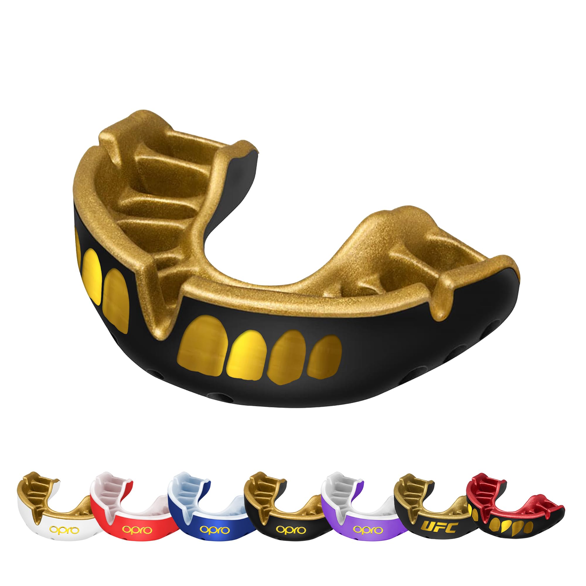 OPRO Gold Level Mouthguard Premium Fit – Gum Shield Adult and Kids – OPRO Mouth Guard Boxing and MMA, Easy Self-Fit Gum Shield Rugby and Hockey – Premium Protection with Dental Warranty