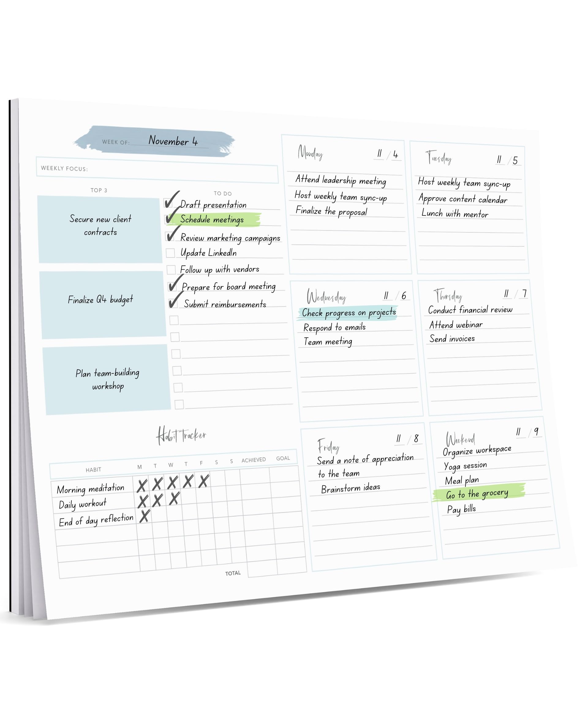 Lamare Weekly Planner 2025 – To Do List Pad, Study & Work Organiser, ADHD Planner for Adults, To Do List Notepad, Habit Tracker for Productivity — image 1