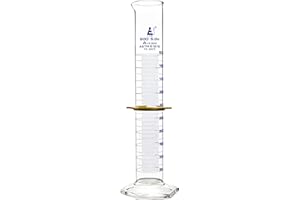 Graduated Cylinder, 500mL - ASTM, Class A Tolerance ±2.00mL - Protective Collar, Hexagonal Base - Blue Graduations - Borosilicate 3.3 Glass - Eisco Labs