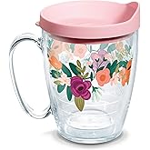 Tervis Neo Mint Floral Made in USA Double Walled Insulated Tumbler Travel Cup Keeps Drinks Cold & Hot, 16oz Mug, Classic
