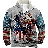 domirica Hoodies For Men Wolf Print Long Sleeve Half Zip Pullover Big And Tall Graphic Winter Funny Outdoor Sweatshirt