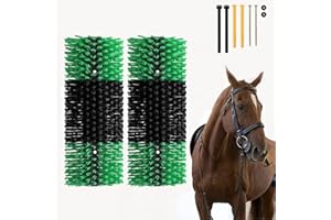 YUXITIA 2PCS Livestock Scratch Brush, 17.5 x 7.8 Inch Goat Brushes for Grooming, Horse Brushes for Shedding, Livestock Brushing with 4 Screws for Horse, Elk, Cattle, Pig, Sheep,Poultry（Green）