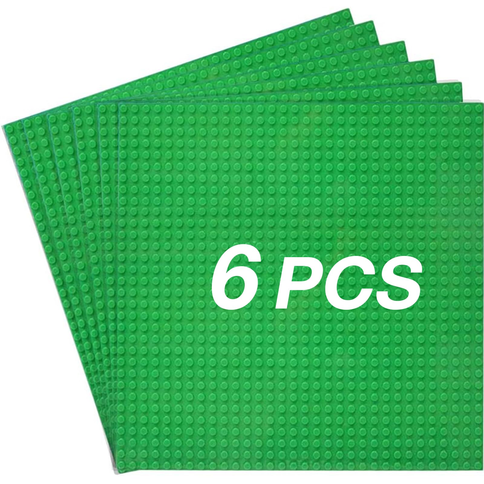 JNZong Classic Baseplates Building Base Plates for Building Bricks 100% Compatible with Major Brands-Baseplates 10" x 10", Pack of 6 (Green)
