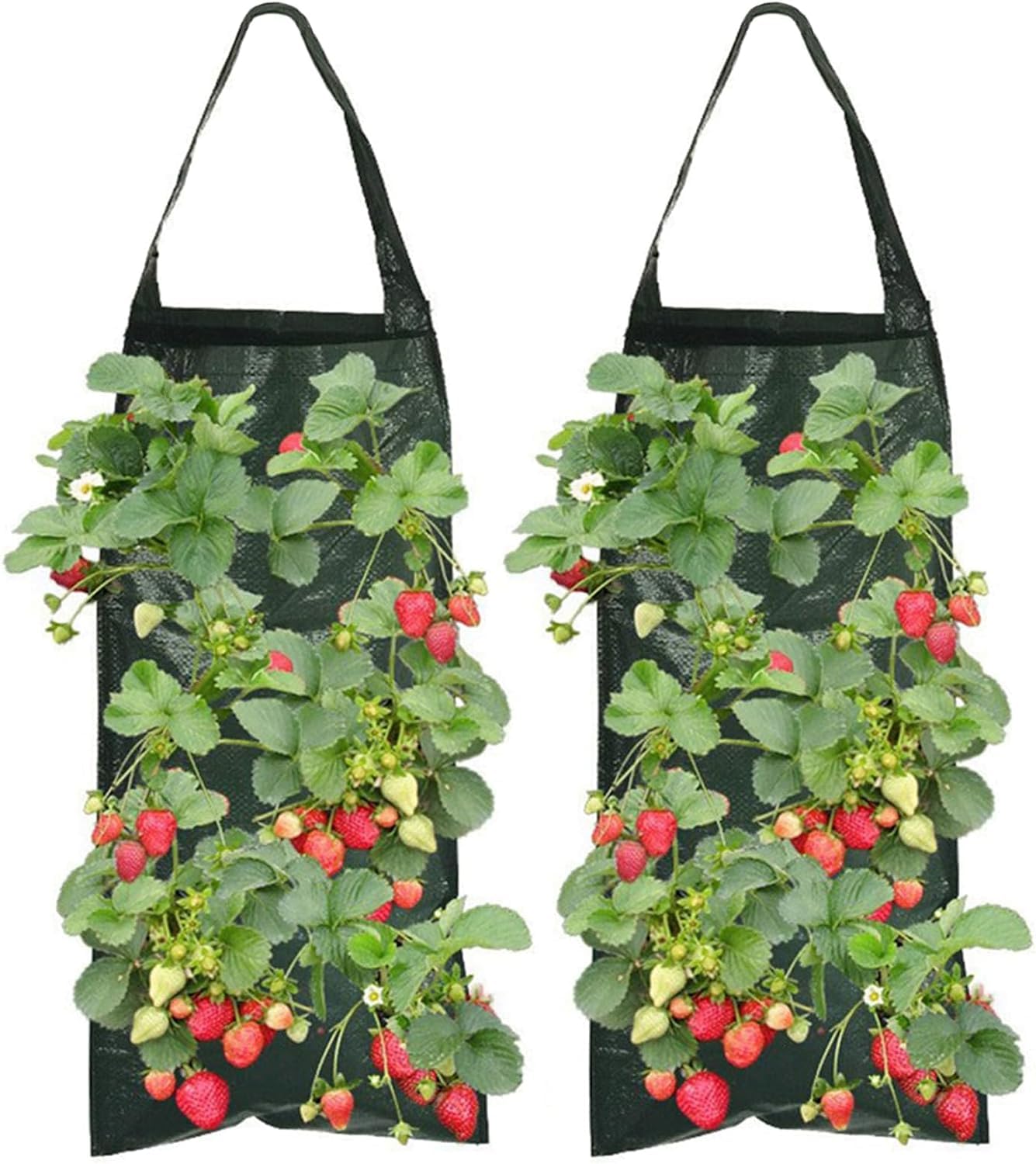 MisFun 2 Pieces Strawberry Pot, Hanging Planting Bag, Planting Bag with 8 Holes, Potato Planting Bag, for Growing Vegetables Flowers Strawberries at Home Garden Balcony