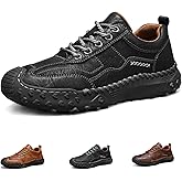 Men's Handmade Premium Leather Non-Slip Orthopedic Shoes, Comfortable Fashion Slip-On Loafers for Driving Hiking