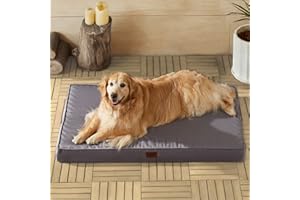 BFPETHOME Outdoor Dog Beds for Large Dogs, Waterproof Dog Bed for Medium, Large, Extra Large Dogs, Orthopedic Dog Bed with Removable Washable Cover, Egg Crate Foam Pet Bed Mat. (36 x 27 in, Grey)