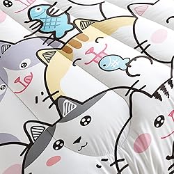 CVHOUSE Kawaii Cat Bedding Queen Size,Kawaii Cat